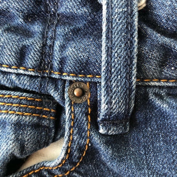 FREE PEOPLE • Distressed Denim Cutoff Jean Shorts Dark Wash Size W27 - Picture 13 of 14